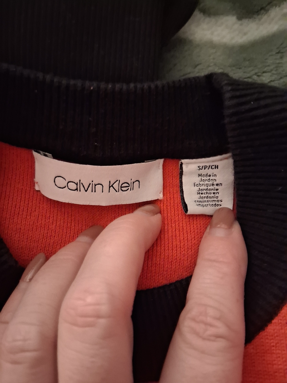 Calvin Klein Orange Crewneck Sweater with Black Trim - Picture 2 of 2